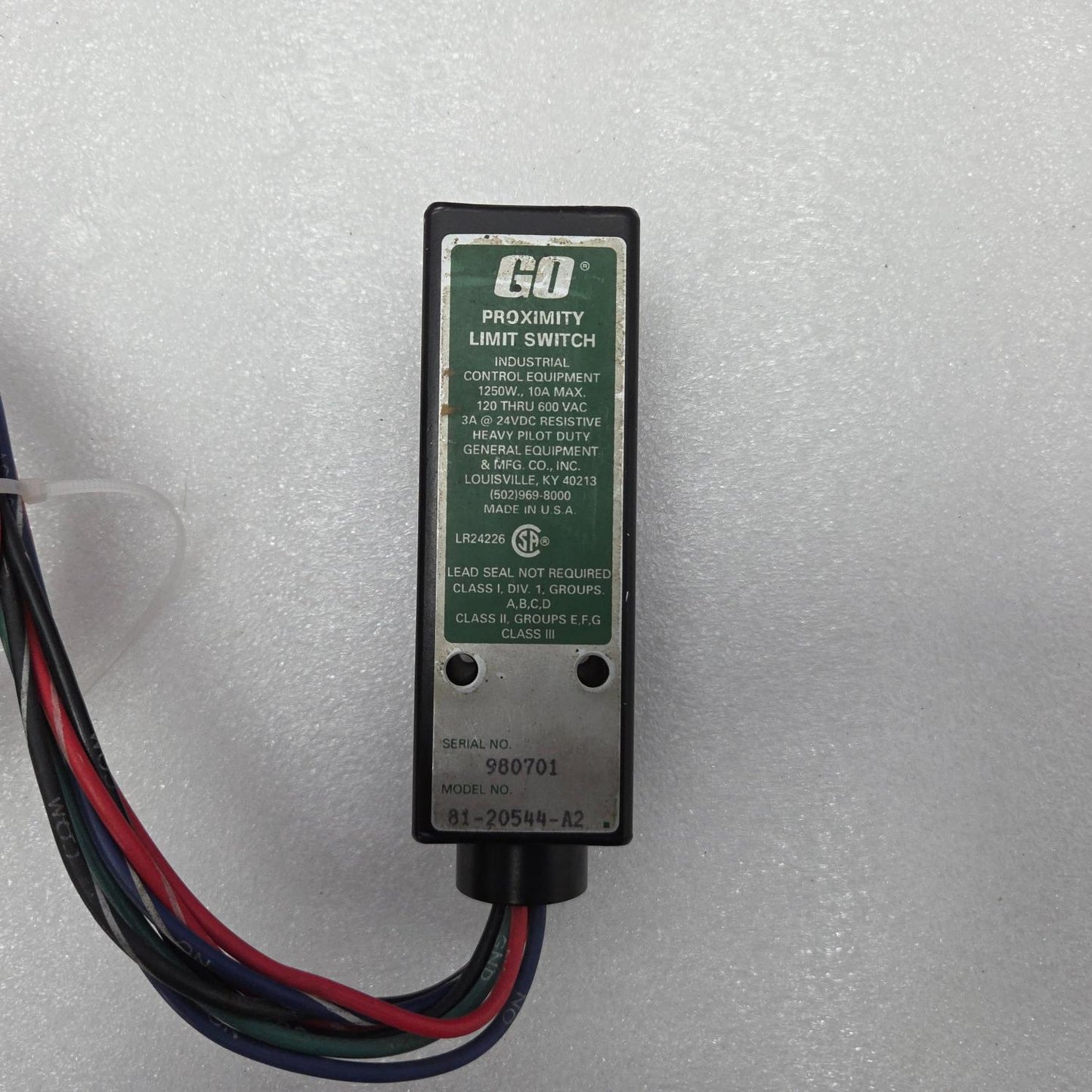 GO SWITCH 81-20544-A2 PROXIMITY SWITCH