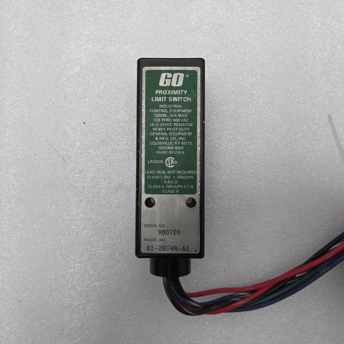 GO SWITCH 81-20544-A2 PROXIMITY SWITCH