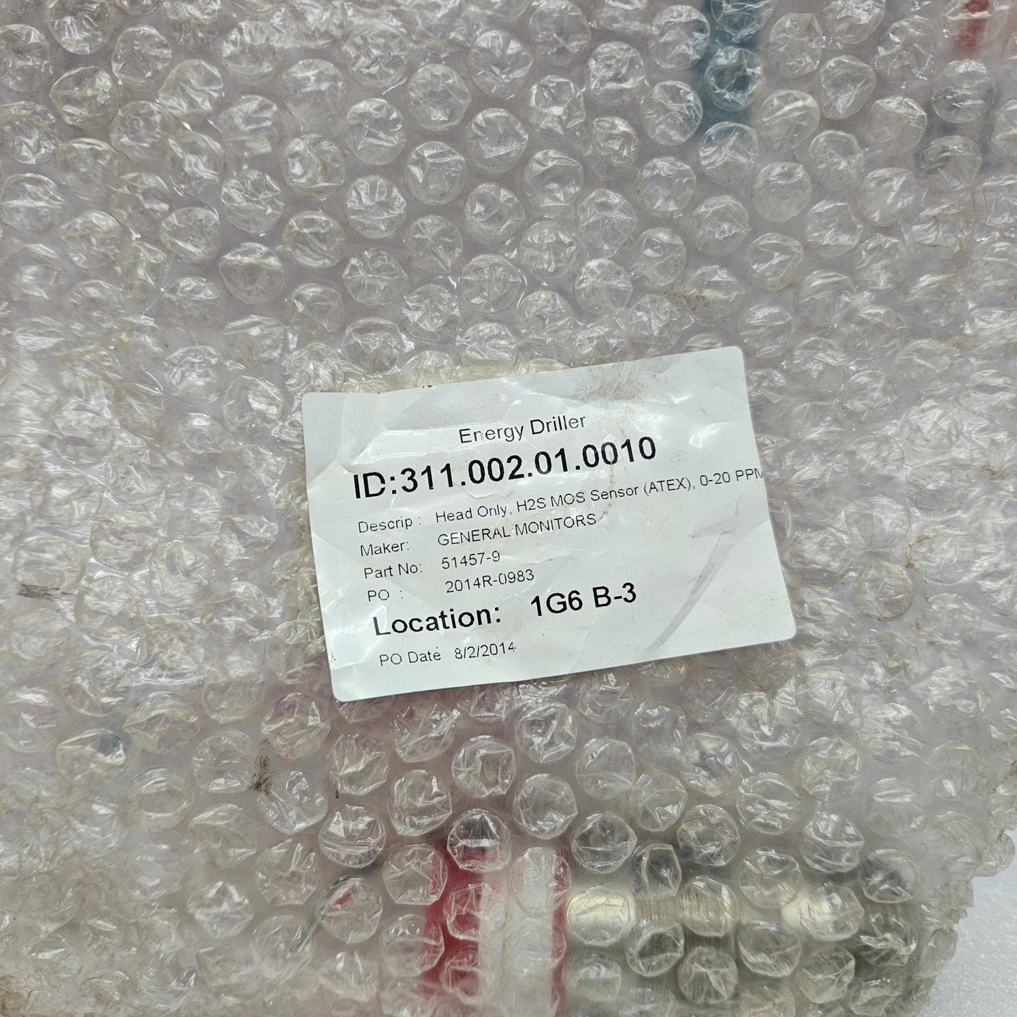 General Monitors 51457-9 H2S MOS Sensor 0-20 PPM SIRA 00ATEX1039U