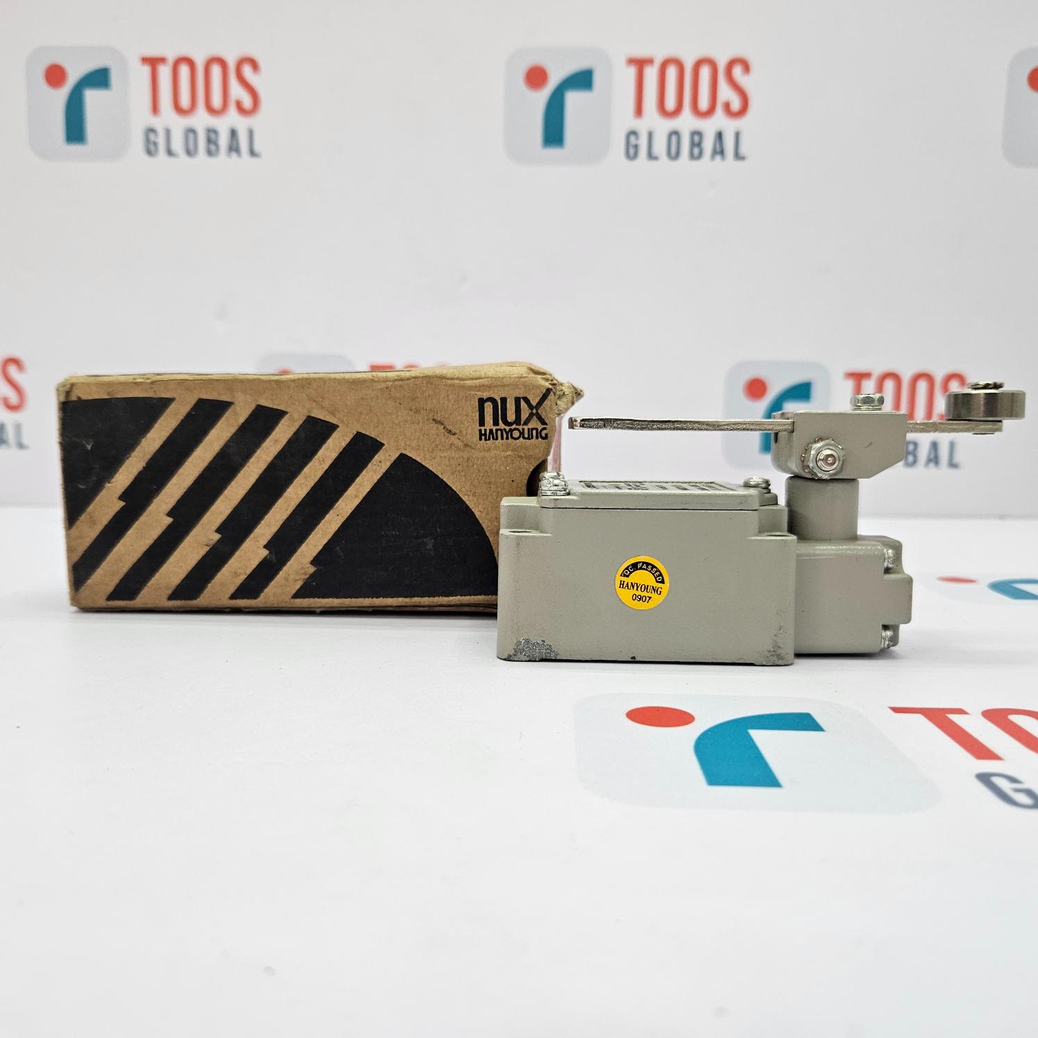 Mechanical component with a cardboard box labeled 'Nux' on a TOOS GLOBAL branded background