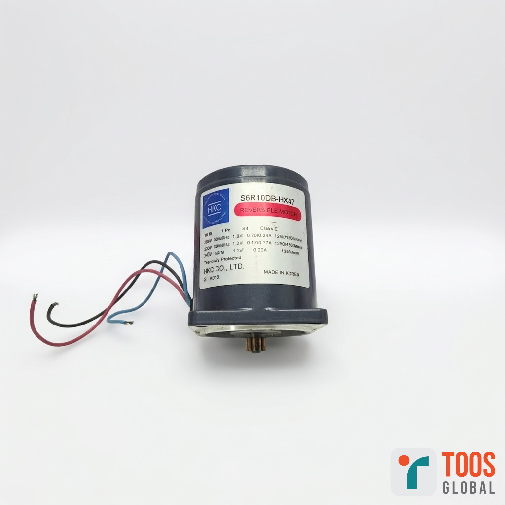 HKC S6R10DB-HK47 REVERSIBLE MOTOR with wiring on a white background, featuring the 'TOOS GLOBAL' logo.