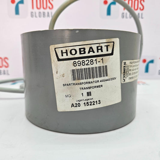 HOBART SEDLBAUER 898281-1 POLYTRONIK SPARTRANSFORMATOR TRANSFORMER Metal transformer with label on a blurred background