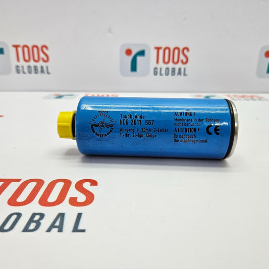 Blue cylindrical device with yellow end cap on a white background with 'TOOS GLOBAL' branding.