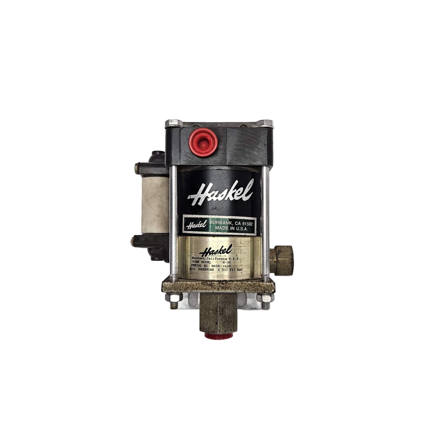 Haskel M-36 Pneumatic Driven Liquid Pump 4500 PSI with white background