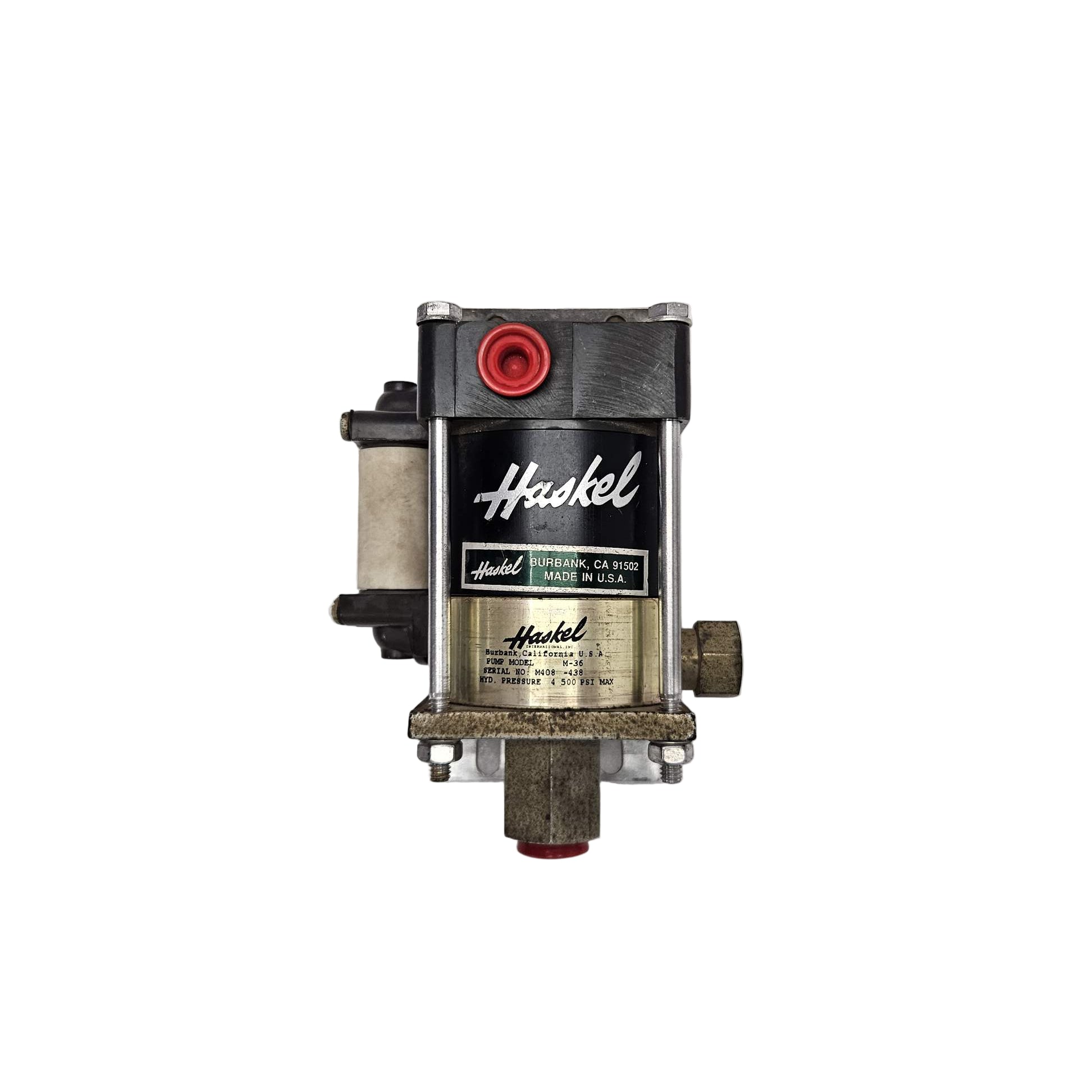 Haskel M-36 Pneumatic Driven Liquid Pump 4500 PSI with white background