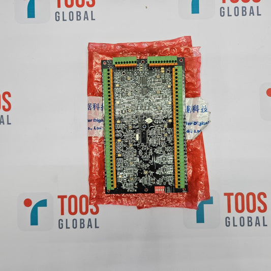 Electronic circuit board in a red plastic bag with 'TOOS GLOBAL' branding in the background.
