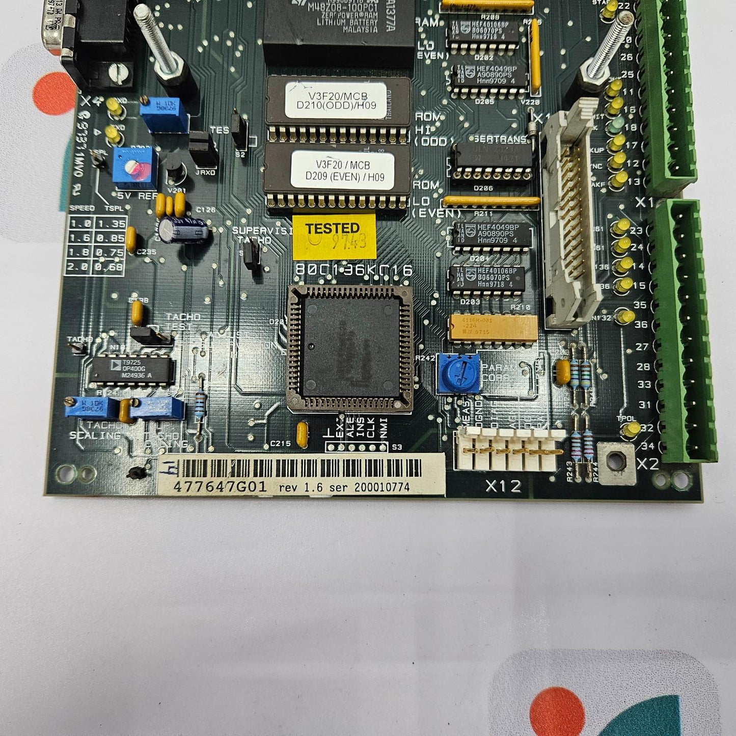 KONE V3F20 MOTION CONTROL BOARD 477647G01 REV 1.6 SER 200010774