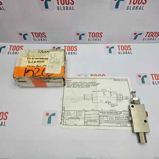 Kocsis 5555 (860009) Cam Actuated Pilot Valve 2 Way with technical drawing and TOOS Global branding in the background