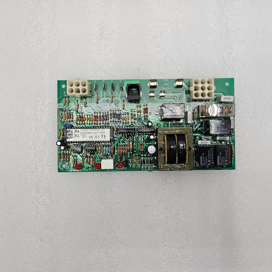 Electronic circuit board on a gray background