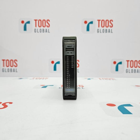 A MASIBUS MINT-DI-16 digital input module placed on a table with the TOOS GLOBAL logo in the background.