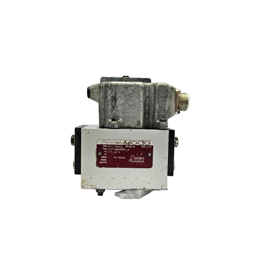 MOOG D631-009CA SERVO VALVE H20F1GMANBRM with 'MOOG' branding on a white background with 'TOOS GLOBAL' logos.