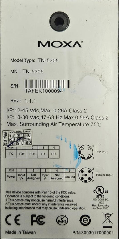 MOXA TN-5305 ETHERNET SWITCH