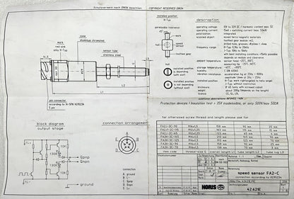NORIES FA2J1-2C-115 Speed Sensor