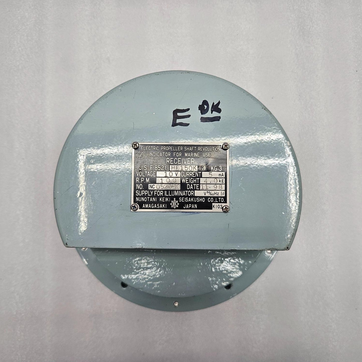 NUNOTANI KEIKI JIS F 8521-HE150K ELECTRIC PROPELLER SHAFT REVOLUTION INDICATOR