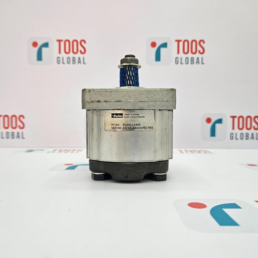 Mechanical component with a brand logo in the background