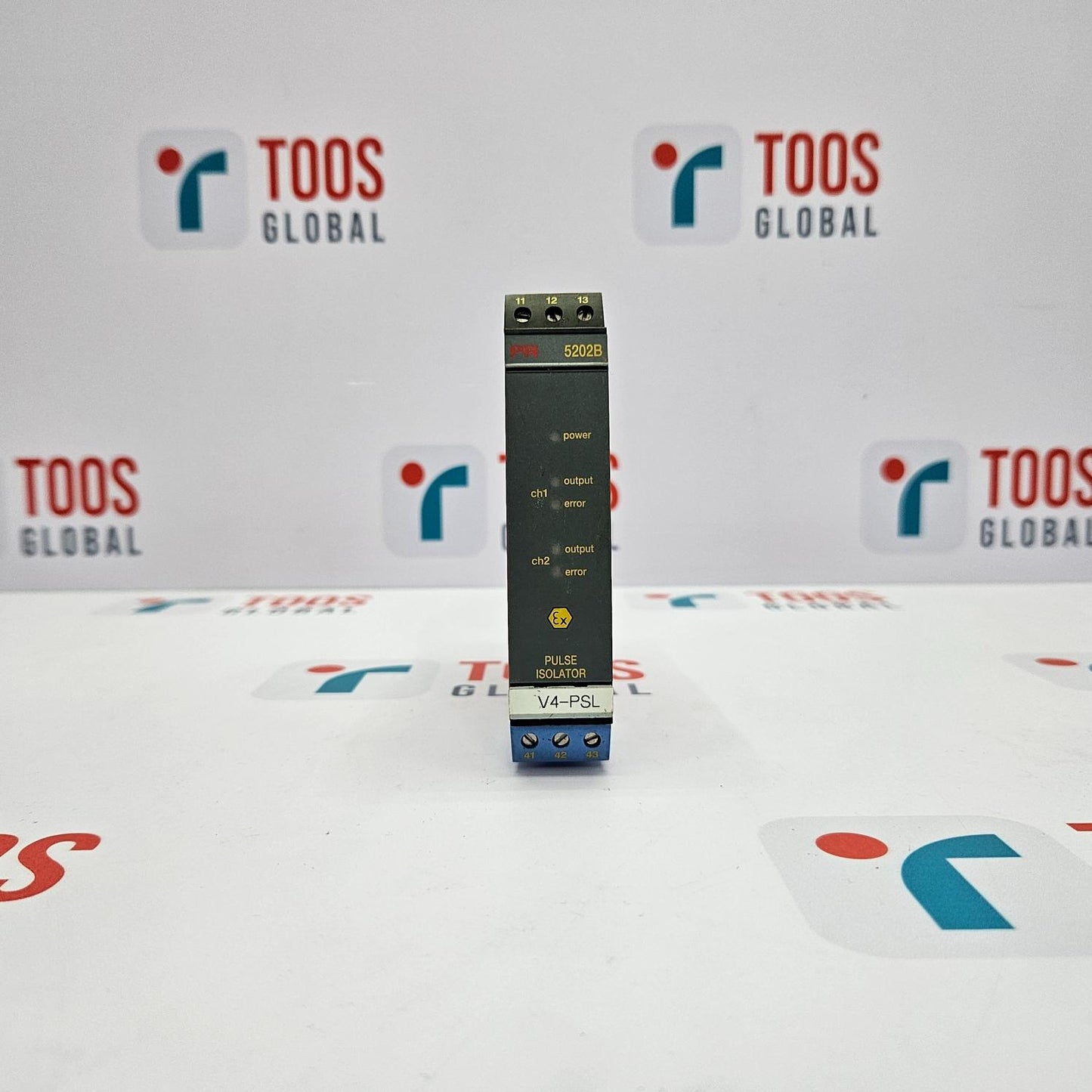 PR ELECTRONICS 5202B PULSE ISOLATOR Electronic module with 'TOOS GLOBAL' branding in the background