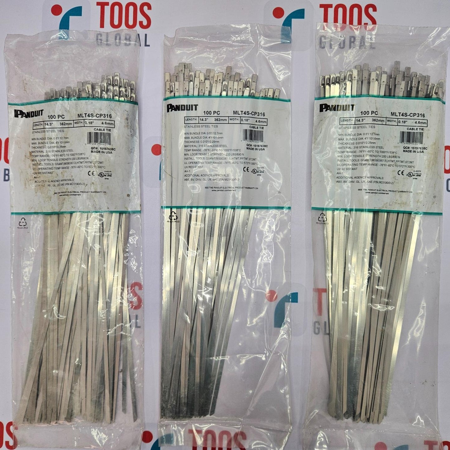 Panduit MLT4S-CP316 14.3" L Extra Heavy Duty Cable Tie Pack Of 300