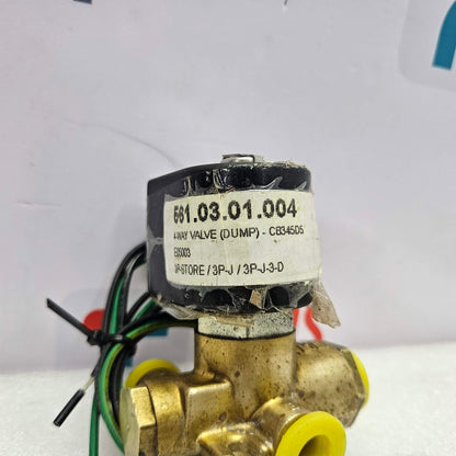 Parker 04F48S2106ACF4C01, 4-Way Solenoid Valve 24 V, 1/4 NPT, 10-150 Psi with wiring on a white background featuring 'TOOS Global' branding.