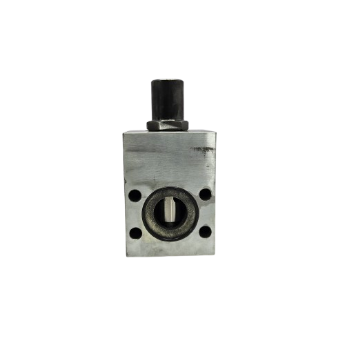 Metallic valve or actuator on a white background