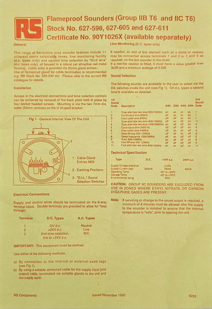 RS 627-611 Yodalarm Siren Y07c/c Clifford & Snell Ltd New