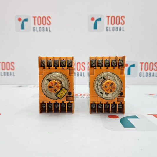 Two orange electronic devices with a clock face on a white background with 'TOOS GLOBAL' branding.