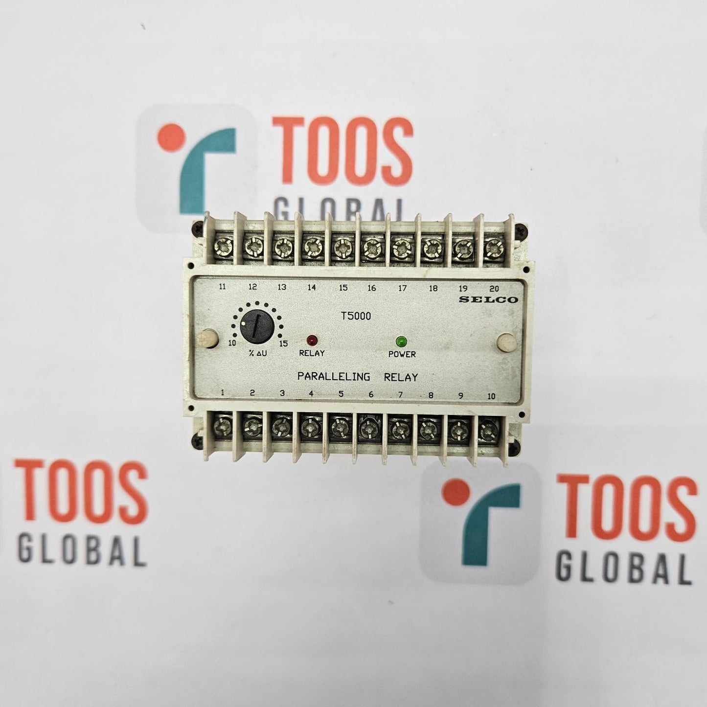 Electrical control panel with SELCO branding on a TOOS GLOBAL branded background