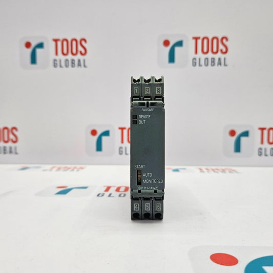 SIEMENS 3SK1111-1AW20 SAFETY RELAY 110-240VAC/DC Control panel with 'TOOS GLOBAL' branding on a white background
