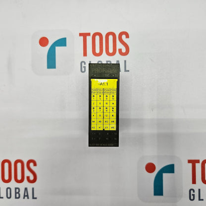 SIEMENS SIMATIC S7 6ES7 138-4FA04-0AB0 INPUT MODULE A Siemens SIMATIC S7 input module, model number 6ES7 138-4FA04-0AB0, with a black casing and a yellow label, displayed on a paper with the TOOS GLOBAL logo.