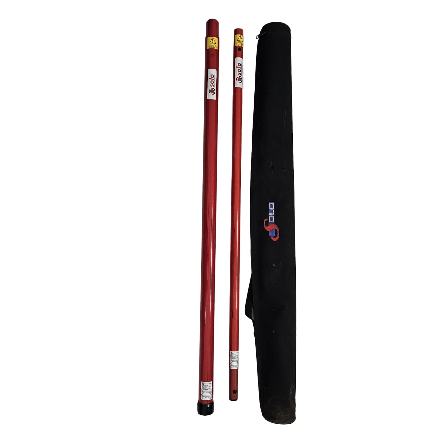 Two SOLO NO CLIMB 100-001 TELESCOPIC ACESS POLE 4 SECTION & SOLO 101-001 SET NEW with a black carrying case on a white background