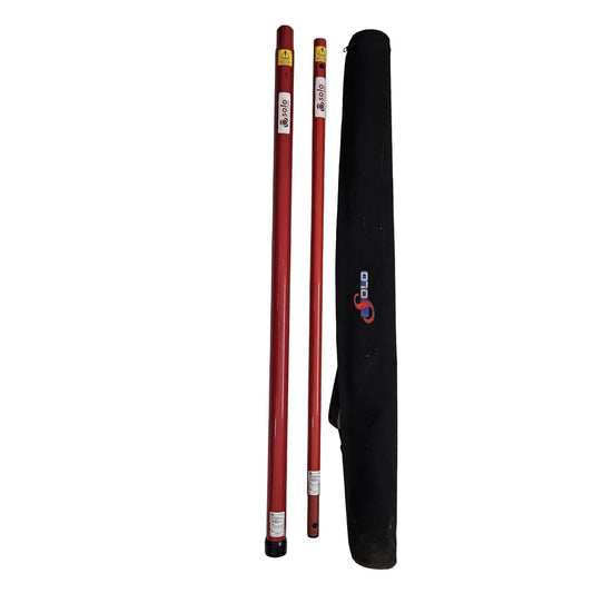 Two SOLO NO CLIMB 100-001 TELESCOPIC ACESS POLE 4 SECTION & SOLO 101-001 SET NEW with a black carrying case on a white background