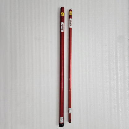 Two red poles with labels on a white background