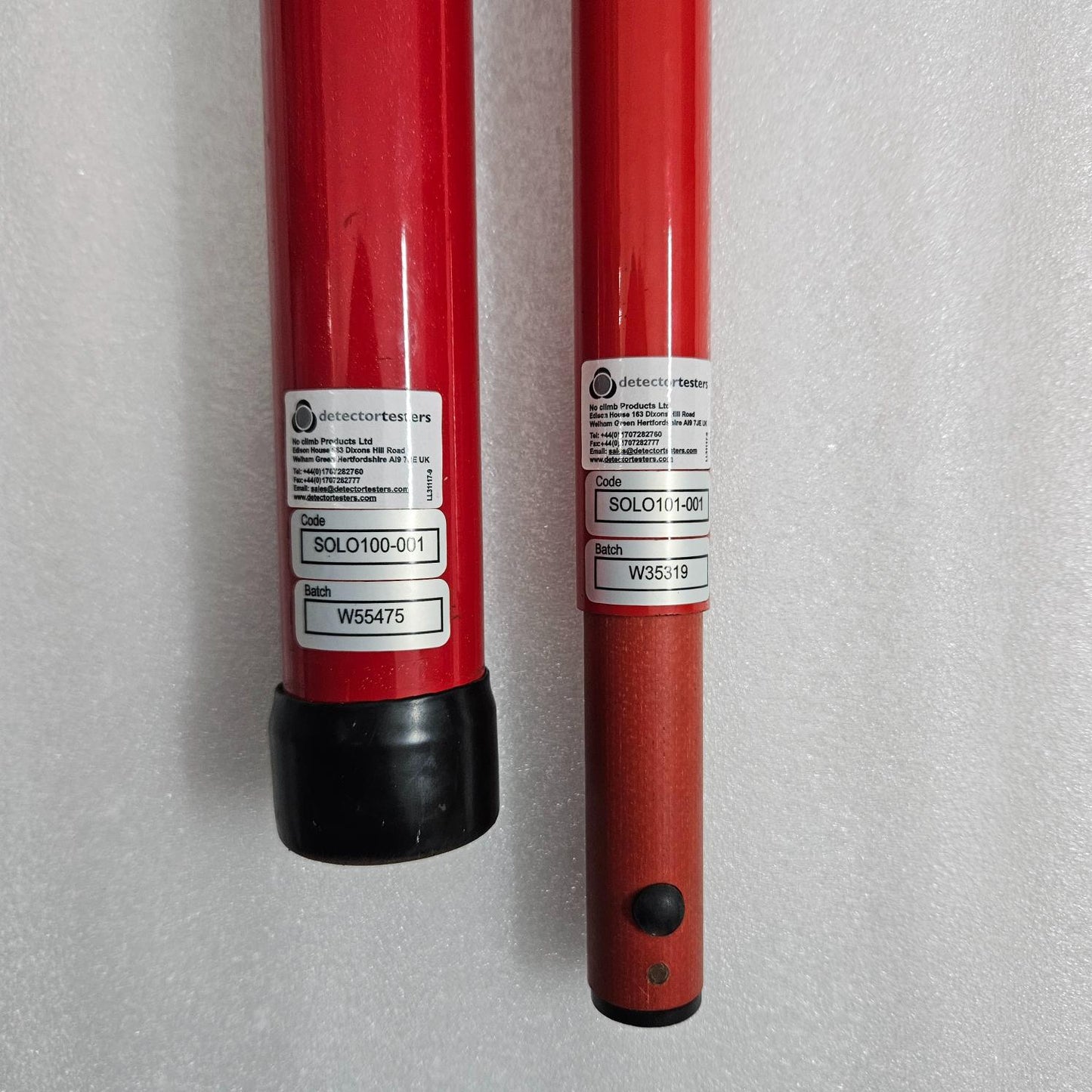 SOLO NO CLIMB 100-001 TELESCOPIC ACESS POLE 4 SECTION & SOLO 101-001 SET NEW with labels on a gray background