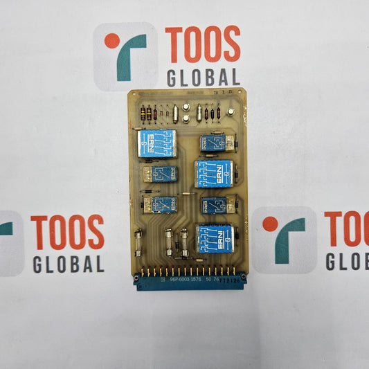 Electronic circuit board with blue components on a white background featuring TOOS Global logos.