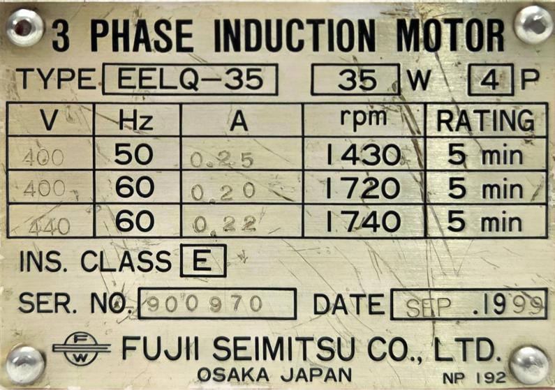 Fuji Seimitsu EELQ-35 3-phase Induction Motor