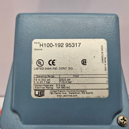 UNITED ELECTRIC H100-192 95317 DIFFERENTIAL PRESSURE SWITCH