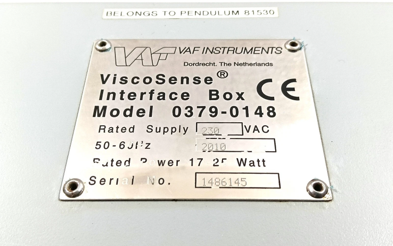 VAF INSTRUMENTS VISCOSENSE MODEL 0379-0148 INTERFACE BOX