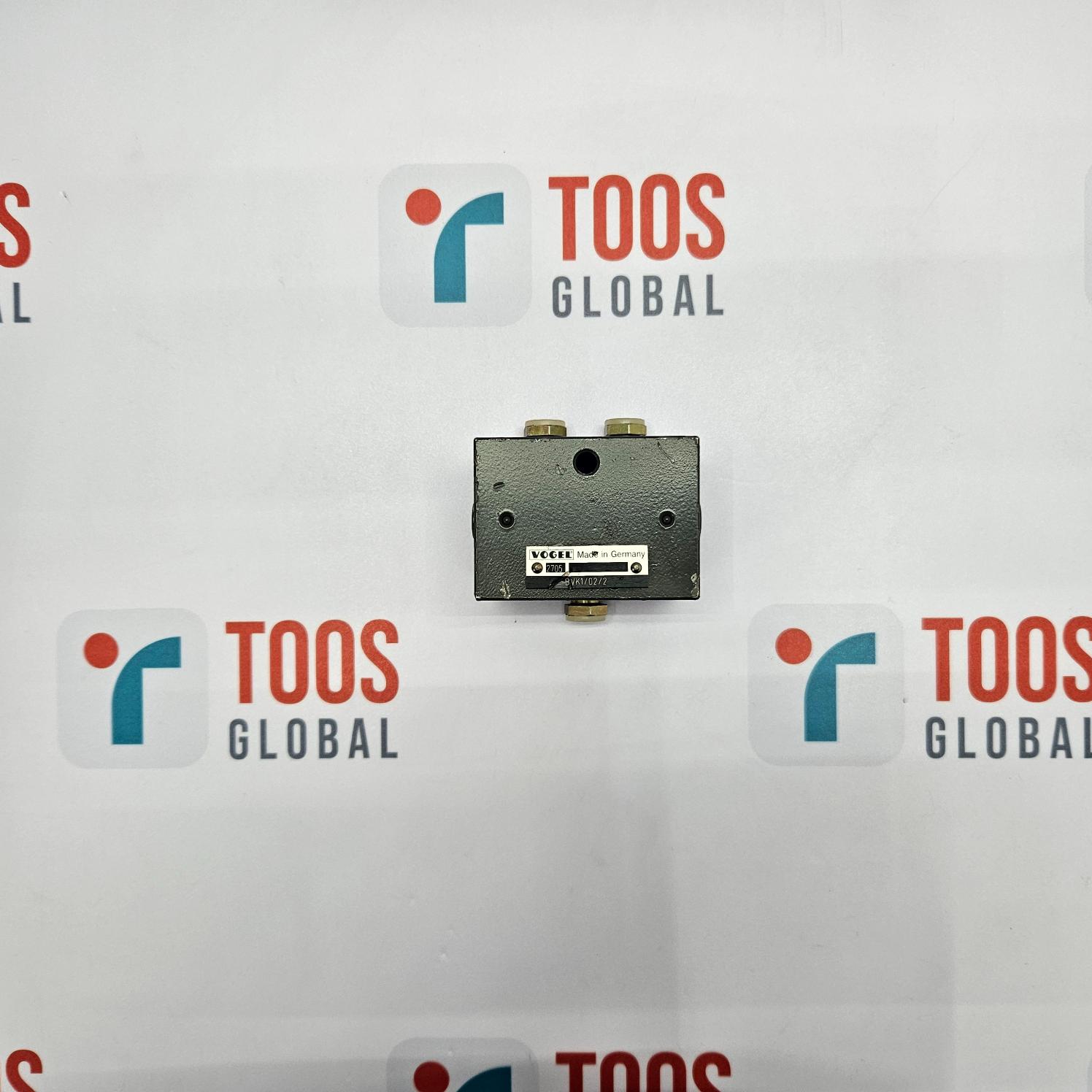 A VOGEL BVK1/02/2 block, likely made of metal, displayed against a background with the TOOS GLOBAL logo.