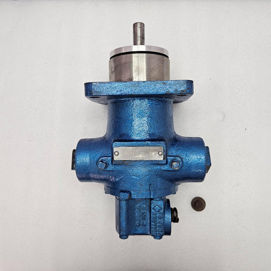 Blue mechanical component on a white background