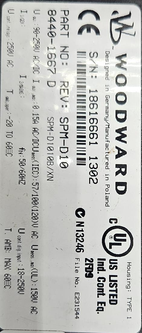 WOODWARD 8440-1667 REV D SPM-D1010B/XN SYNCRONIZING UNIT