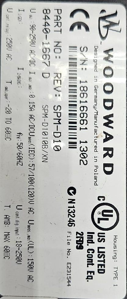 WOODWARD 8440-1667 REV D SPM-D1010B/XN SYNCRONIZING UNIT
