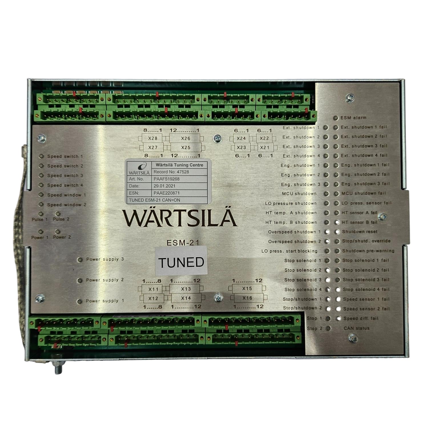 Wartsila ESM-21 electronic control module on a white background