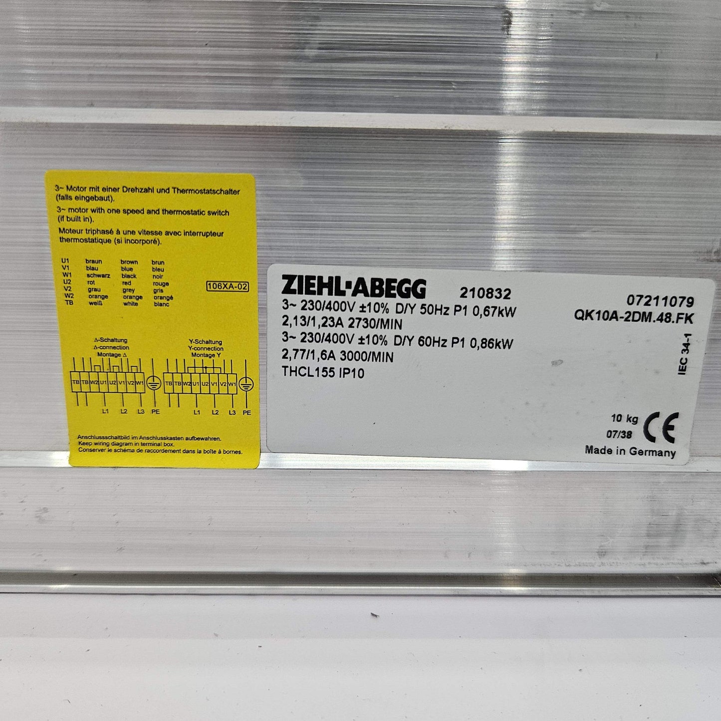 Ziehl-abegg QK10A-2DM.48.FK 106876 Cooling Fan 230/400V - 3000/Min